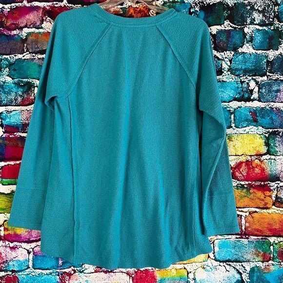 Wildfox Sweatshirt Blue Haley Brushed Long Sleeve Tunic V Neck Lounge Small - Picture 2 of 6